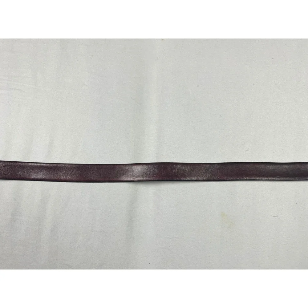 Italian Full Grain Leather Belt Burgundy Brass Buckle Size 42/105 Mens Warehouse
